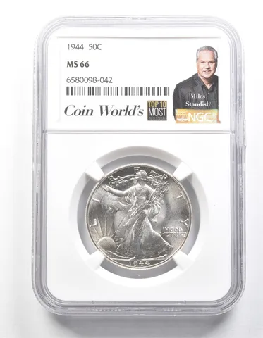 1944 Walking Liberty Half Dollar Miles Standish MS66 NGC *1337