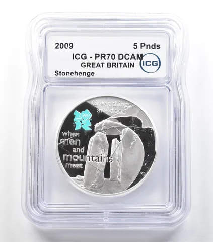 2009 Great Britain 5 Pounds Silver Stonehenge PR70 DCAM ICG a3683
