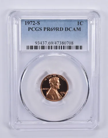1972-S Lincoln Memorial Cent PR69 RD DCAM PCGS Blue Label