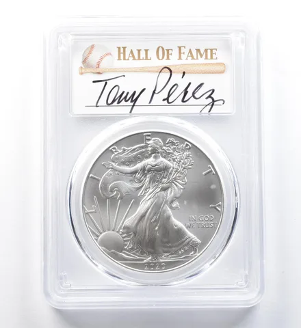 2020 American Silver Eagle Tony Perez FDOI MS70 PCGS a1196