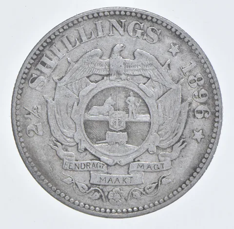 SILVER - WORLD Coin - 1896 South Africa 2 1/2 Shillings - World Silver Coin *890