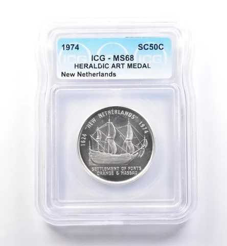1974 So Called Half Dollar New Netherlands MS68 ICG *8497