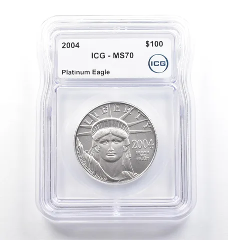 2004 $100 American Platinum Eagle 1 Oz Platinum MS70 ICG