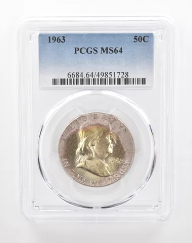 1963 Franklin Half Dollar MS64 PCGS Beautiful Tone *2882