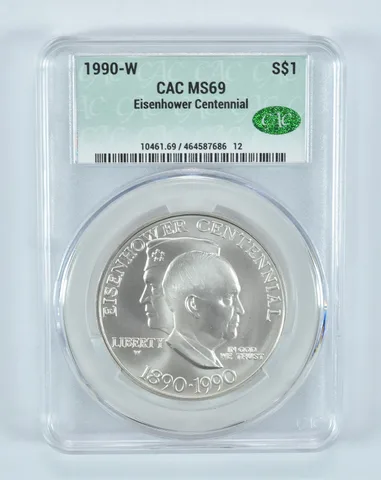 1990-W Eisenhower Commemorative Silver Dollar MS69 CAC CACg