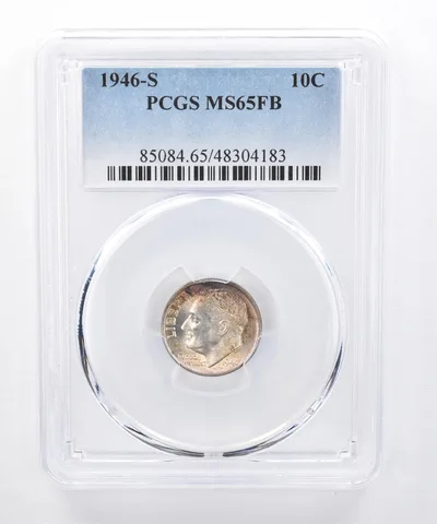 1946-S Roosevelt Dime MS65 FB PCGS Beautiful Tone *8390