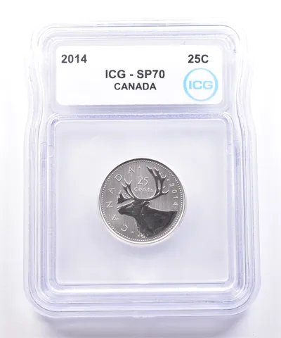 2014 Canada 25 Cents Caribou SP70 ICG
