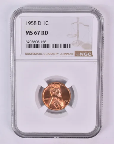 1958-D Lincoln Wheat Cent MS67 RD NGC Brown Label