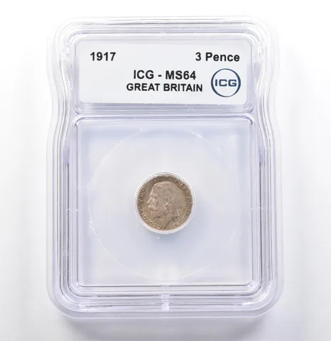 1917 Great Britain 3 Pence MS64 ICG *9894