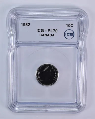 1982 Canada 10 Cents Bluenose PL70 ICG