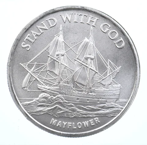 VINTAGE Art Bar/Round Mayflower Rebellion To Tyrants .999 Silver 1 T Oz *852