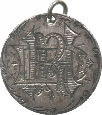 1887 Seated Liberty Dime Love Token Victorian Silver Coin Pendant D R *9316