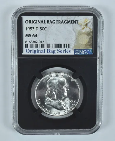 1953-D Franklin Half Dollar Original Bag Fragment MS64 NGC