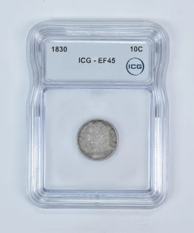 1830 Capped Bust Dime EF45 ICG Nice Tone a5884