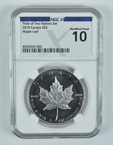 2019 Canada 5 Dollar Silver Maple Leaf Pride Of Two Nations Modified PF10 NGC X