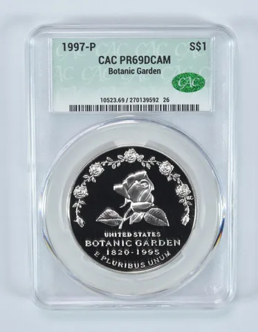 1997-P Botanic Garden Commemorative Silver Dollar PR69 DCAM CAC CACg