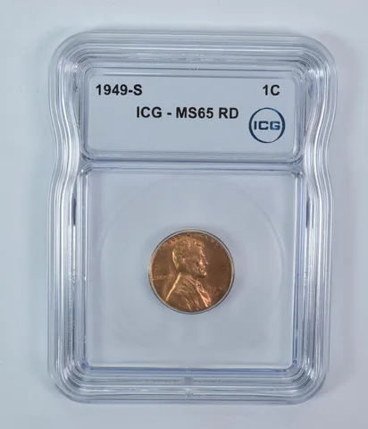 1949-S Lincoln Wheat Cent MS65 RD ICG