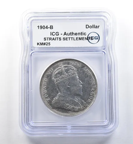 1904 B Straits Settlements Dollar KM#25 Authentic ICG *2596