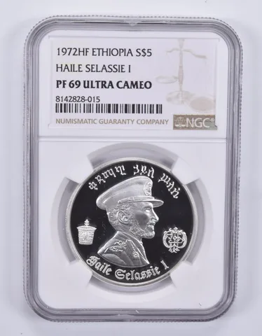 1972 HF Ethiopia 5 Dollars Silver Haile Selassie 1 PF69 UCAM NGC