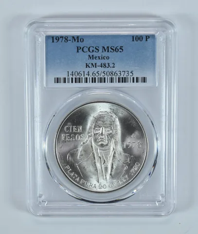 1978 Mo Mexico 100 Pesos Silver MS65 PCGS Blue Label