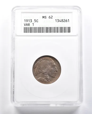 1913 Indian Head Buffalo Nickel Var 1 MS62 ANACS *4665
