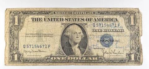 1935 D $1 Silver Certificate Blue Seal Short Snorter *0901