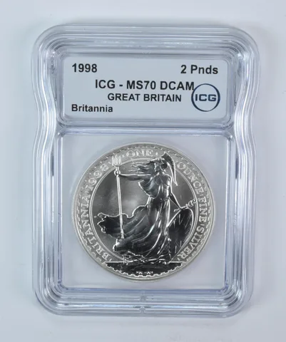 1998 Great Britain 2 Pounds Silver Britannia MS70 DCAM ICG a5817