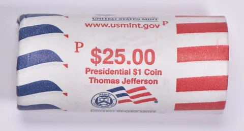 2007-P Thomas Jefferson Presidential $1 Coin Roll $25 Unc US Mint BU