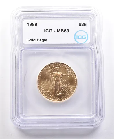 1989 $25 American Gold Eagle 1/2 Oz 0.5 Oz Gold MS69 ICG *2083