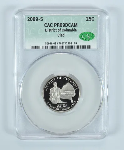 2009-S Washington State Quarter District Of Columbia CLAD PR69 DCAM CAC CACg