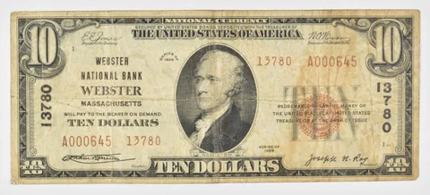 1929 $10 Webster, MA United States National Currency - 13780 a1487
