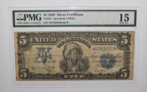PMG 15 $5 1899 US Silver Certificate FR#281 Large Note *4767