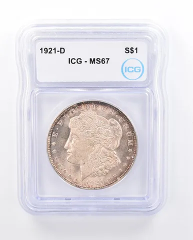 1921-D Morgan Silver Dollar MS67 ICG Peripheral Tone *2094