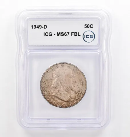1949-D Franklin Half Dollar MS67 FBL ICG Beautiful Tone *0238