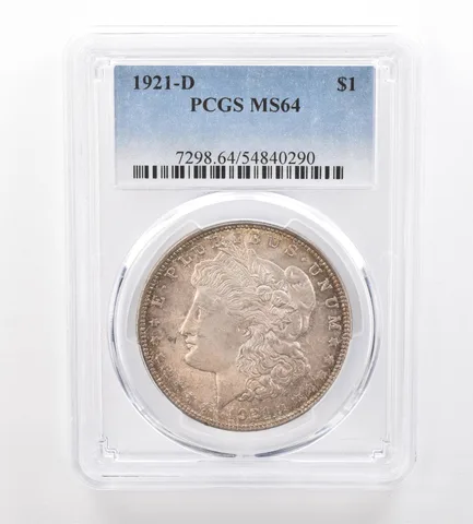 1921-D Morgan Silver Dollar MS64 PCGS Beautiful Tone *7490