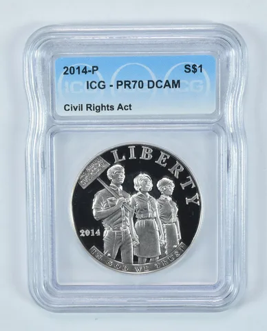 2014-P Civil Rights Act Commemorative Silver Dollar PR70 DCAM ICG