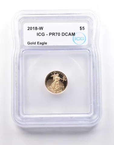 2018-W $5 American Gold Eagle 1/10 Oz Gold PR70 DCAM ICG