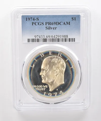 1974-S Eisenhower $1 Silver PR69 DCAM PCGS Beautiful Tone *1957