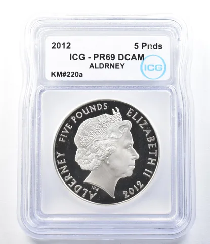 2012 Alderney 5 Pounds KM#220a PR69 DCAM ICG *8881
