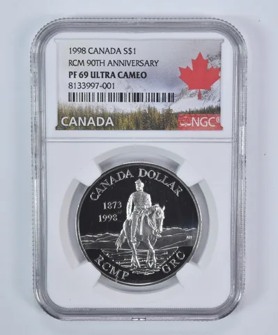 1998 Canada Silver Dollar RCM 90th Anniversary PF69 UCAM NGC Canada Label