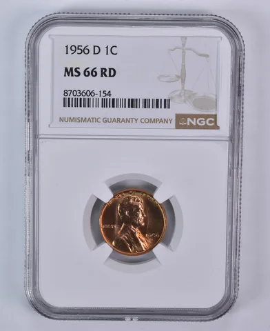 1956-D Lincoln Wheat Cent MS66 RD NGC Brown Label