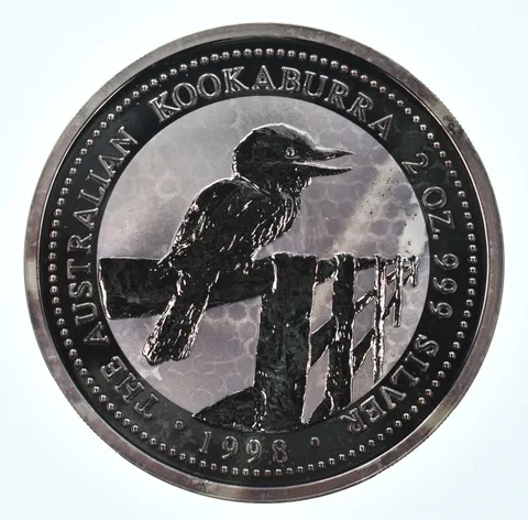 1998 Australia 2 Dollars Silver Kookaburra 2 Oz Silver Beautiful Tone *1618