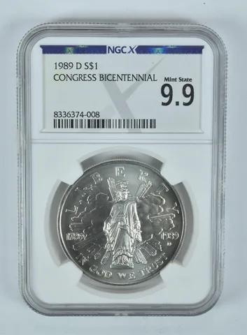 1989-D Congress Commemorative Silver Dollar Mint State 9.9 NGC X NGCX