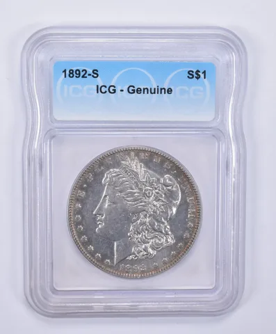 1892-S Morgan Silver Dollar Genuine ICG *9083