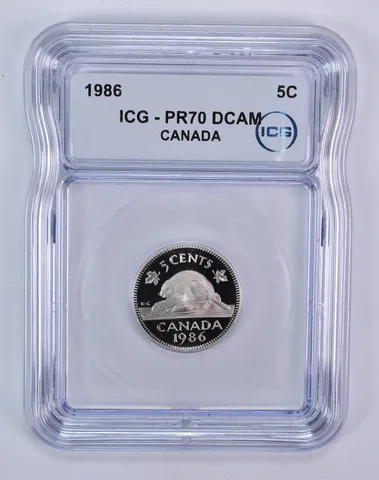 1986 Canada 5 Cents Beaver PR70 DCAM ICG