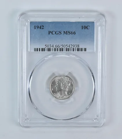 1942 Mercury Dime MS66 PCGS Blue Label