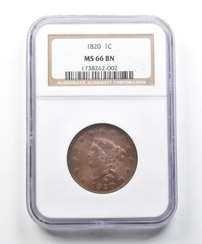 MS66 BN 1820 Matron Head Large Cent NGC OLD HOLDER RB? *1525