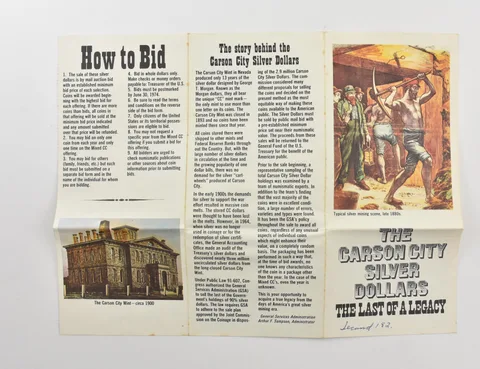 GSA The Carson City Silver Dollars Morgan CC Legacy Brochure *9805