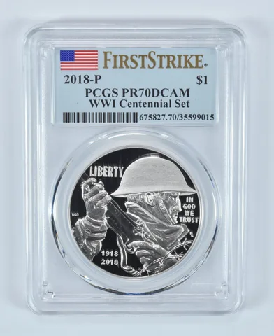 2018-P WWI Commemorative Dollar WWI Centennial Set First Strike PR70 PCGS