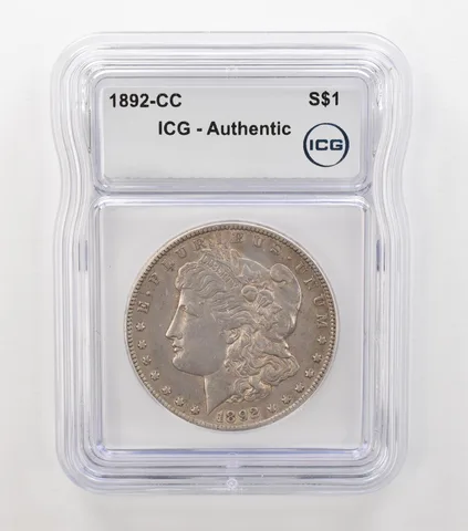 1892-CC Morgan Silver Dollar Authentic ICG Beautiful Tone *6877